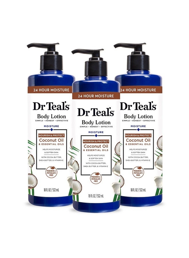 Dr Teal's Body Lotion Coconut Oil & Essential Oils 18 Fl Oz (Pack Of 3) - Image 1