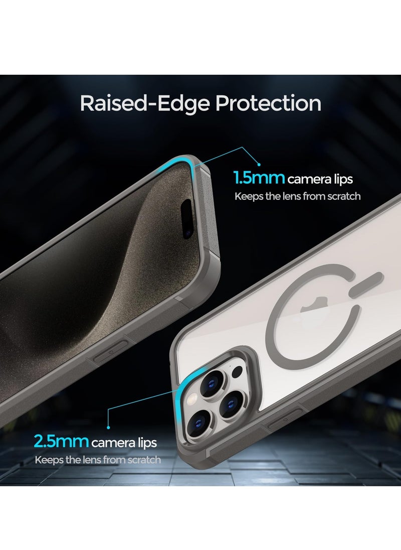 Excefore - Magnetic New Designed for 15 Pro Max Case, Compatible with Magsafe, Shockproof Protective Phone Case for 15 Pro Max 6.7 Inch, Titanium Gray - Image 1