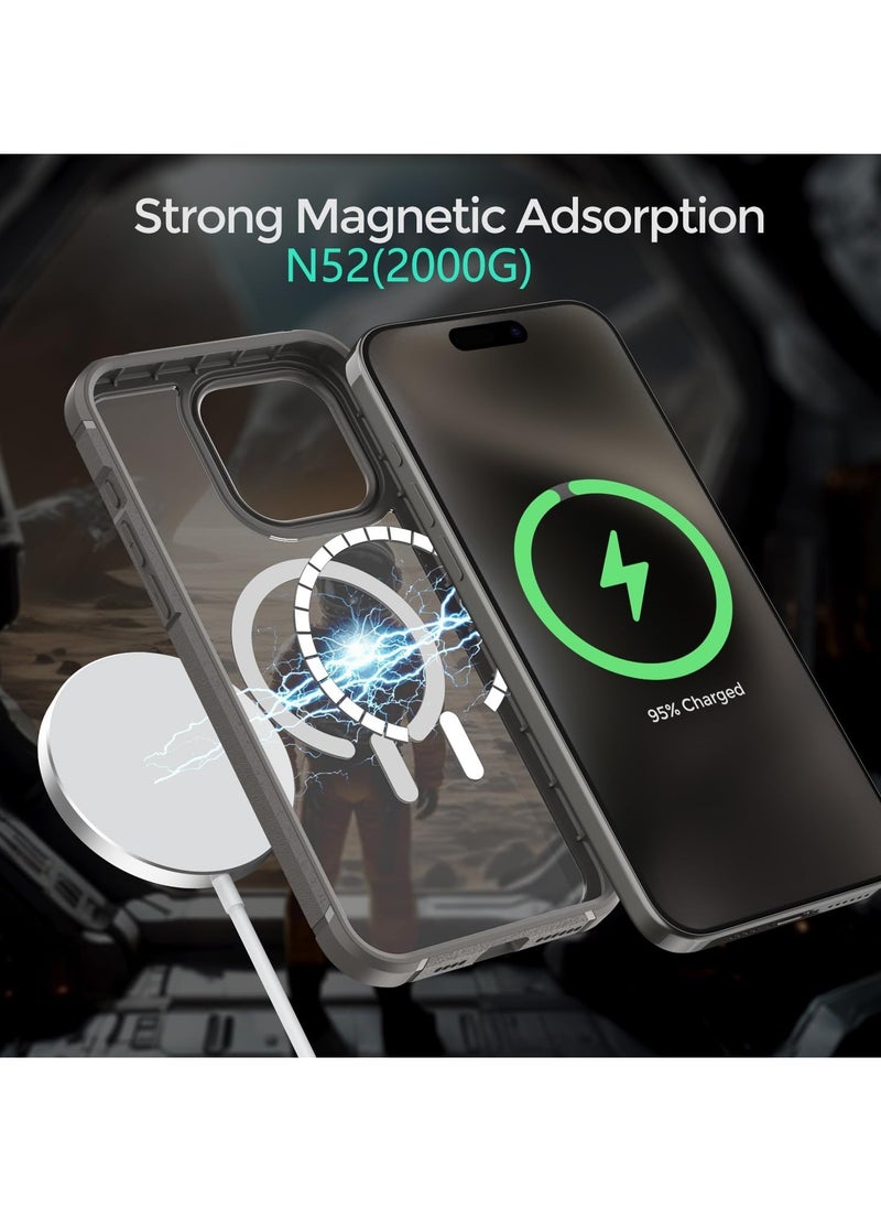 Excefore - Magnetic New Designed for 15 Pro Max Case, Compatible with Magsafe, Shockproof Protective Phone Case for 15 Pro Max 6.7 Inch, Titanium Gray - Image 1