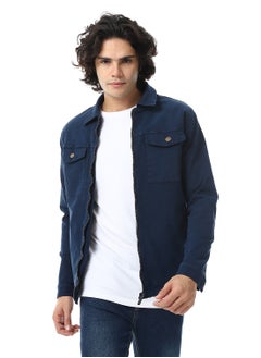 Andora Turn Down Collar Padded Gabardine Jacket_Navy Blue  - Image 1