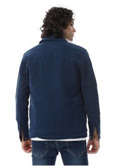 Andora Turn Down Collar Padded Gabardine Jacket_Navy Blue  - Image 3