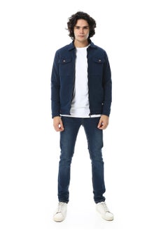 Andora Turn Down Collar Padded Gabardine Jacket_Navy Blue  - Image 5