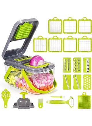 Kitchen 22 in 1 Vegetable Chopper Multi Function Kitchen Veg Cutter 13 Stainless Steel Blades Onion Choppers with Storage Container for Fruits and Veg - pzsku/Z4CDF2BC80C8D6C9B3FF4Z/45/_/1694244349/5951aa04-9153-4e3b-89e1-b4319eb451da