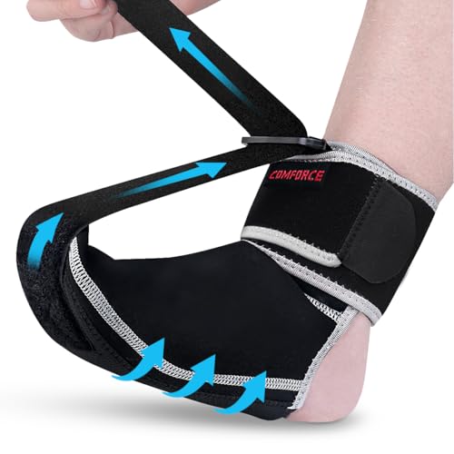 COMFORCE Plantar Fasciitis Night Splint Sock Adjustable Plantar Fasciitis Brace for Foot Drop Achilles Tendonitis Heel Spur Pain Relief BlackMedium - Image 2