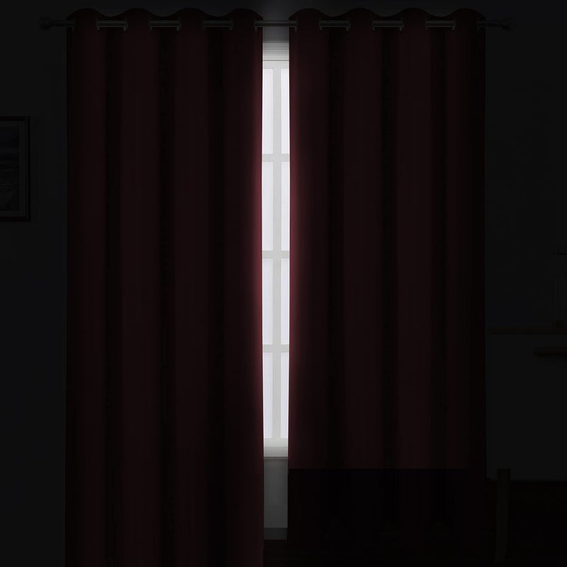 LEMOMO Burgundy Red Thermal Blackout Curtains/52 x 84 Inch/Set of 2 Panels Room Darkening Curtains for Bedroom - Image 3