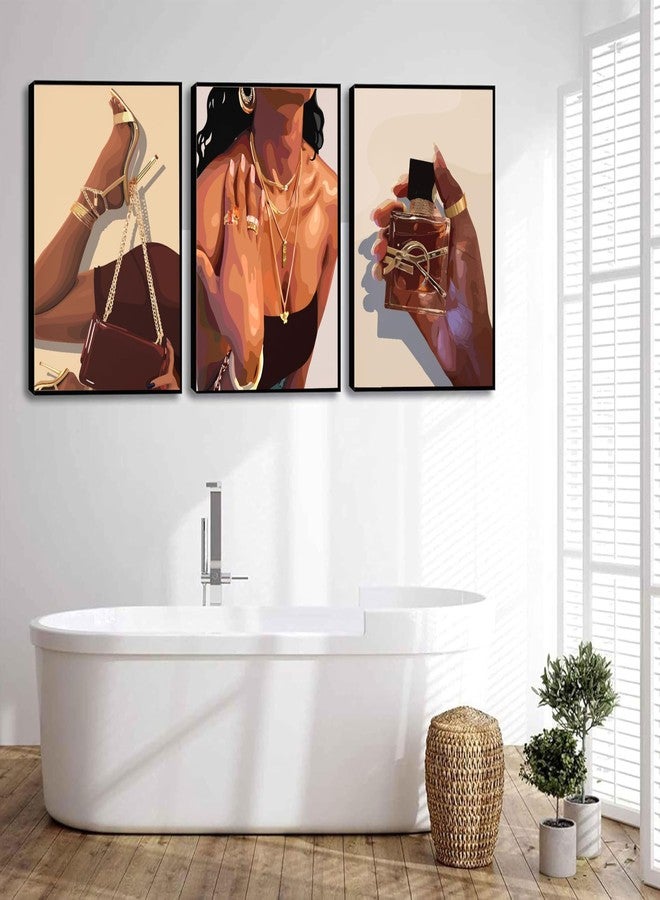 EVPYXFUT 3Pcs Black Girl Wall Art African American Woman Canvas Pictures Fashion Girl Abstract Posters Prints Boho Black Female Paintings for Nordic Minimalist Room Bedroom Wall Decor Unframed - Image 5