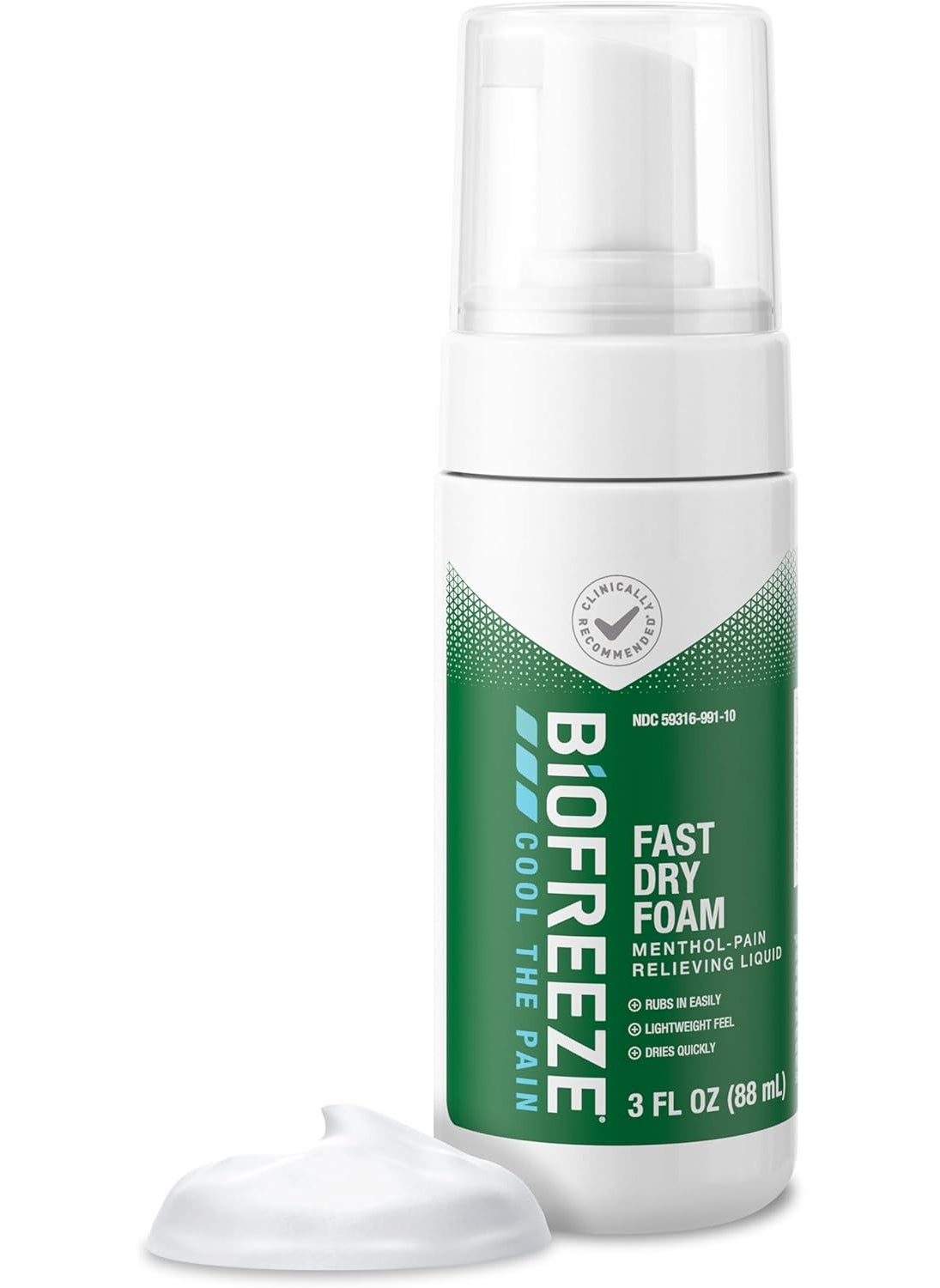 Biofreeze Biofreeze Menthol Pain Relieving Foam 3 FL OZ For Pain Relief Of Sore Muscles, Arthritis, Simple Backaches, And Joint Pain. Fast Drying, Lightweight, Powerful Topical Pain Reliever (Package May Vary) 