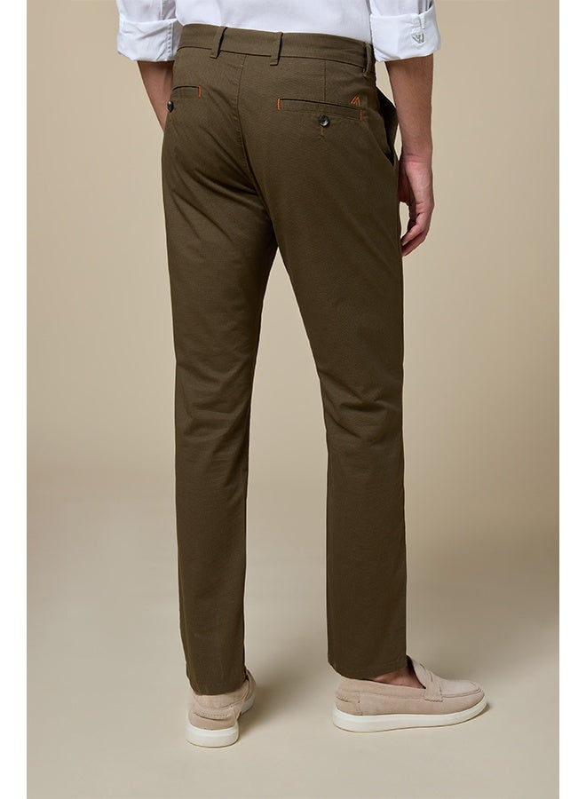 Mannerism The Chestnut Craft Brown Stretch Dobby Chinos Slim Fit - Image 5