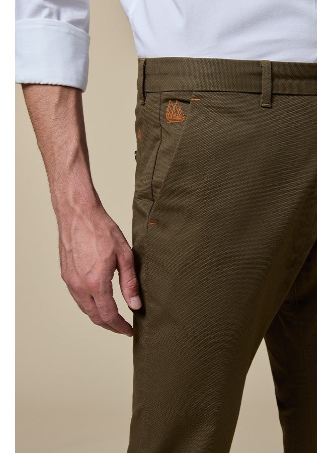 Mannerism The Chestnut Craft Brown Stretch Dobby Chinos Slim Fit - Image 4