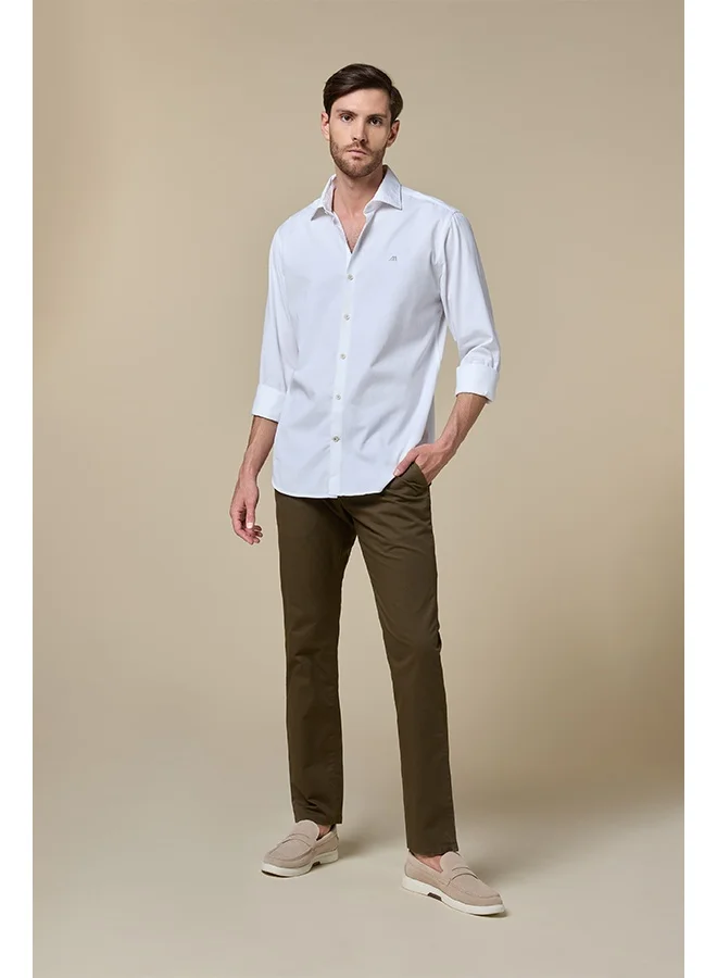 Mannerism The Chestnut Craft Brown Stretch Dobby Chinos Slim Fit