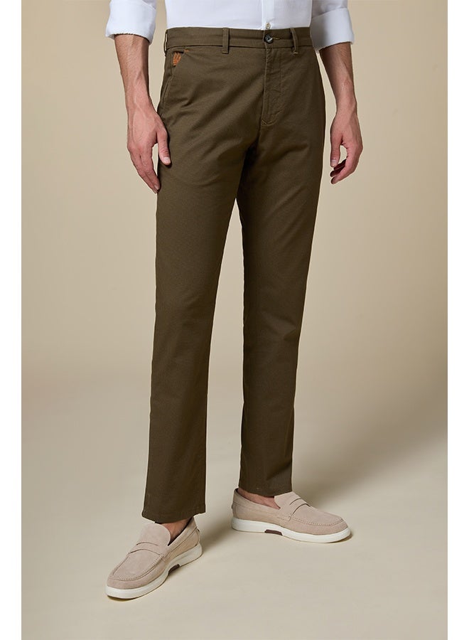 Mannerism The Chestnut Craft Brown Stretch Dobby Chinos Slim Fit - Image 1