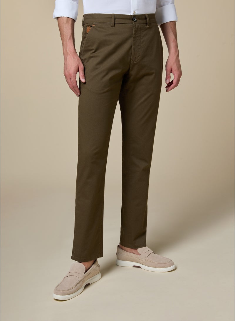 مانرزم The Chestnut Craft Brown Stretch Dobby Chinos Slim Fit - Image 1