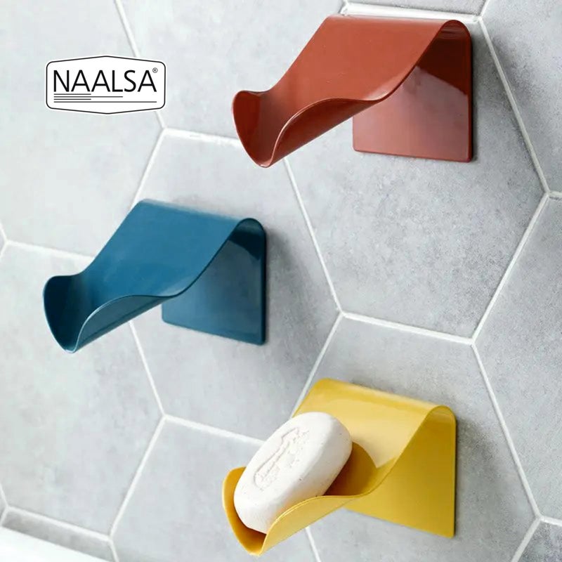 NAALSA Fancy 2Pc Soap Holder for Bathroom Non-Drill Wall Mount Magic Sticker Self Adhesive Soap Stand for Bathroom White Color Soap Container (2) - Image 3
