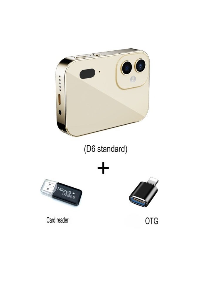 Generic - D6 4K 64MP Digital Camera, 3 Inch HD Touch Screen Portable Video Recording Camera With Triple Lens, Manual Focus Compact Action Camera For Vlogging, (Gold Camera With Card Reader Plus Iphone OTG) - Image 1