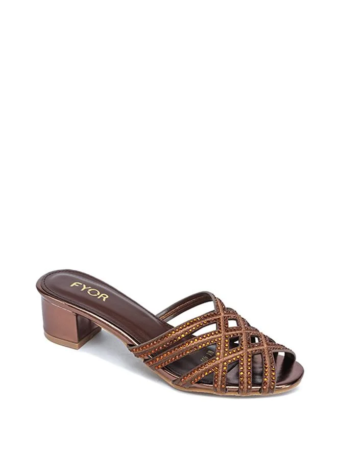 FYOR Crystal-Studded Multi Strap Block Heel MY 400