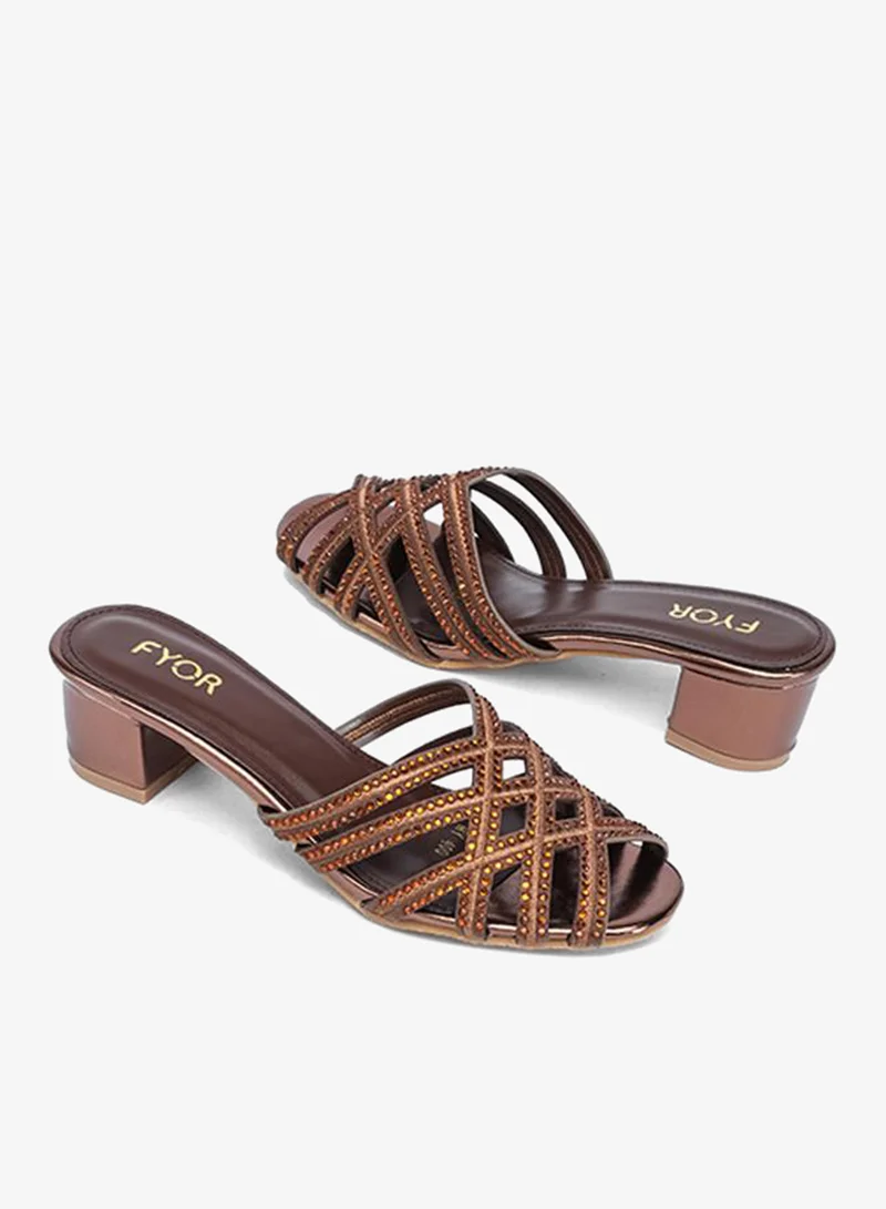 Fyor  Crystal-Studded Multi Strap Block Heel MY 400 for Women | Best Price UAE