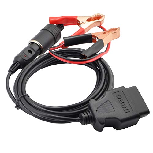 OLLGEN 3M/10ft OBD II Vehicle ECU Emergency Power Supply Cable Memory Saver with Alligator Clip-On 12V Car Battery Cigarette Lighter Power Socket Extension Cable - Image 2