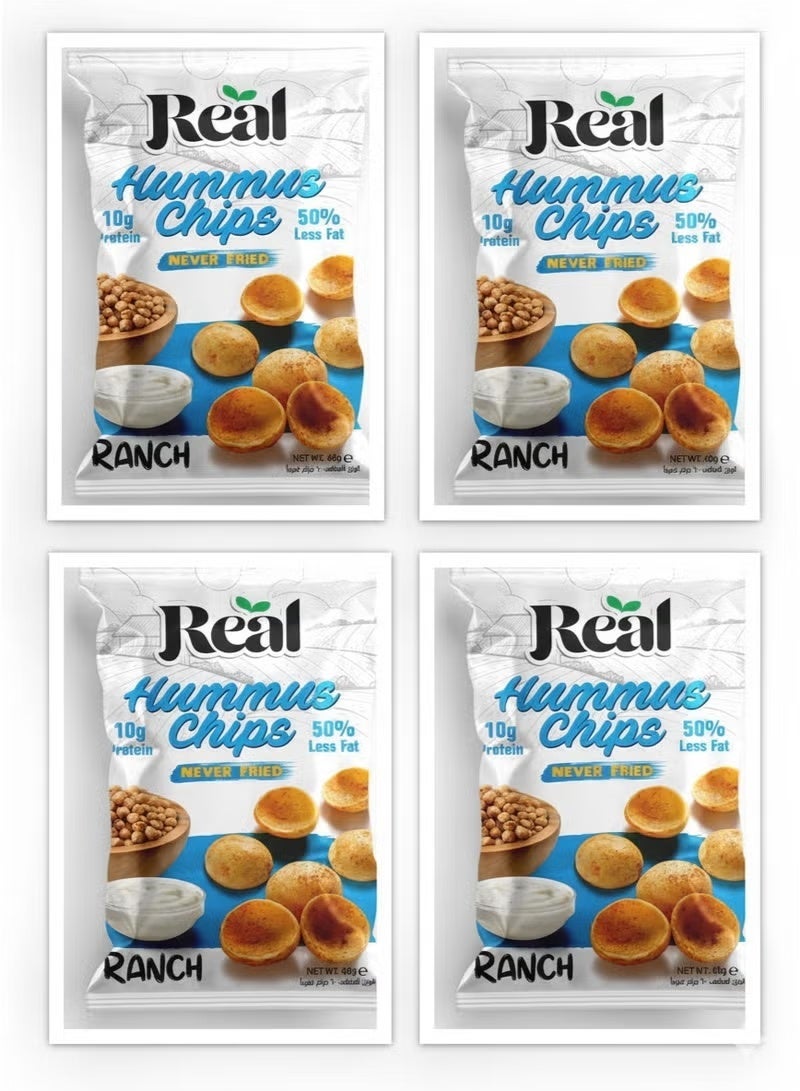 ريل رقائق بطاطس حقيقية بنكهة الحمص والرانش - 10 غرام بروتين، غير مقلية، وجبة خفيفة مقرمشة، 60 غرام (عبوة من 4 قطع) - Image 4