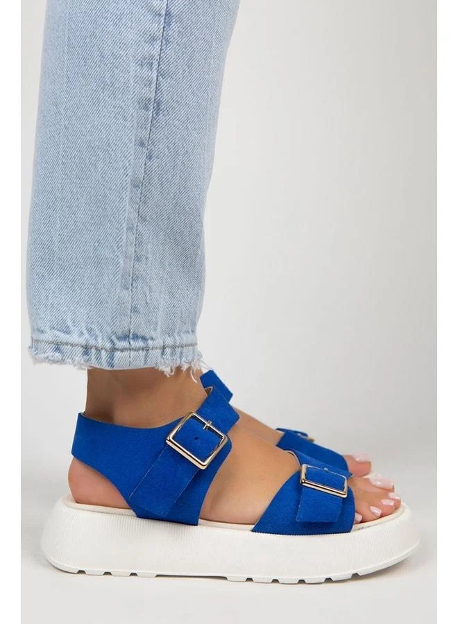 Manijero  Vena Women's Genuine Leather Buckle Blue Sandal. for Women | Best Price UAE