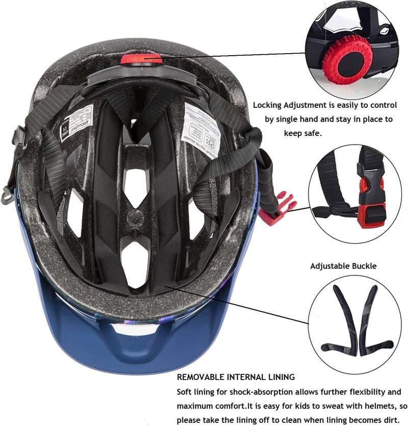 EXCLUSKY Kids Helmet, Kids Bike Helmet Child Boys Girls Bike Helmet Age 5-13 Adjustable Bicycle Scooter Skating Cycle Helmet 50-57cm - Image 4