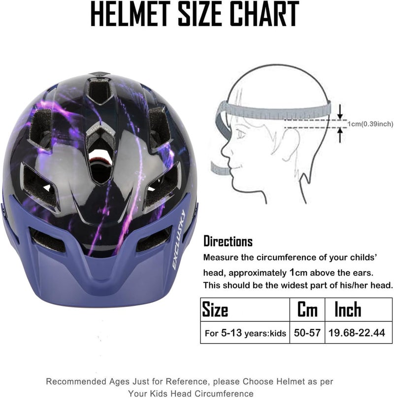 EXCLUSKY Kids Helmet, Kids Bike Helmet Child Boys Girls Bike Helmet Age 5-13 Adjustable Bicycle Scooter Skating Cycle Helmet 50-57cm - Image 2