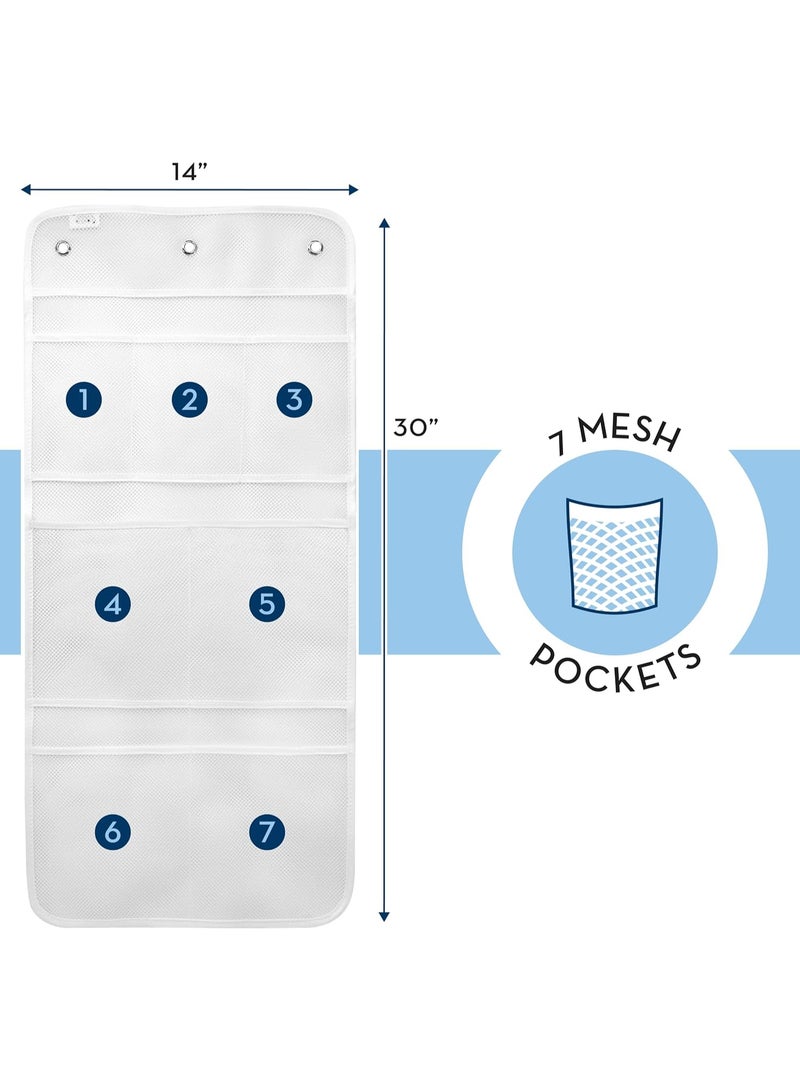 Shower Organizer, Shower Caddy or Bathroom Organizer with Quick Drying Mesh, 7 Pockets to Hold Shampoo, Soap, Loofah, and Cruise Ship Essentials, 2 Pack - Image 4