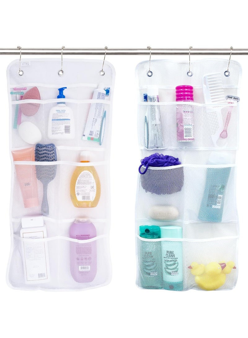 Shower Organizer, Shower Caddy or Bathroom Organizer with Quick Drying Mesh, 7 Pockets to Hold Shampoo, Soap, Loofah, and Cruise Ship Essentials, 2 Pack - Image 1