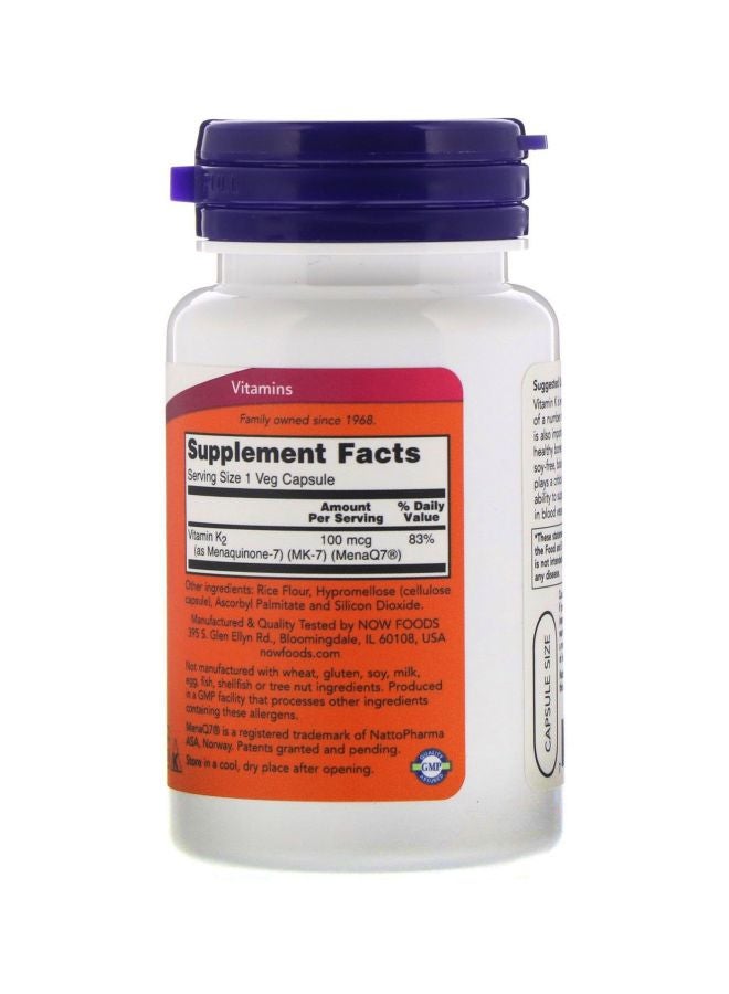 ناو فودز أقراص فيتامين MK-7 K-2 100 ميكروجرام من 60 كبسولة نباتية - Image 2