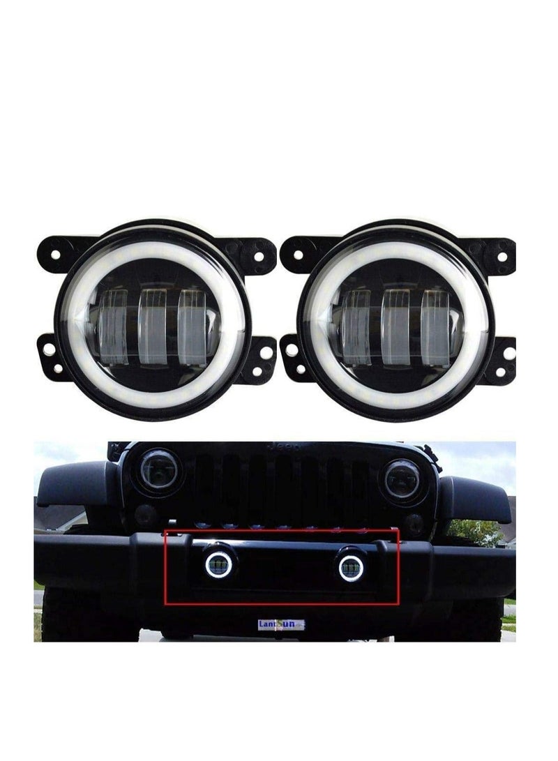 4" Round Led Fog Lights Offroad Lamps Front Bumper Lights White Halo Ring DRL for Jeep Wrangler JK JKU TJ LJ Rubicon Subaru Impreza Willys Grand Cherokees Dodge Magnum - Image 3