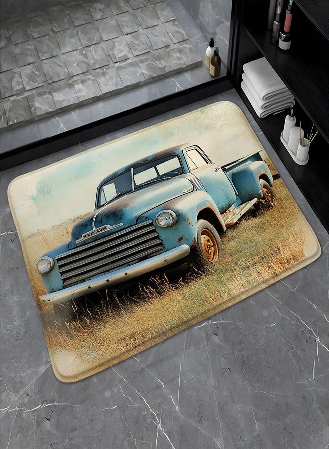 Vintage Farm Truck Bathroom Rugs Rustic American Old Antique Car Farmhouse Western Country Natural Scenery Fashion Art Bath Mat Bedroom Kitchen Toilet Floor Doormat 17.8x29.5 - Image 1