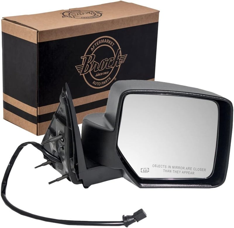 Brock Replacement Passenger Power Side View Mirror - Heated, Textured Black for 2008-2012 Jeep Liberty - Image 1