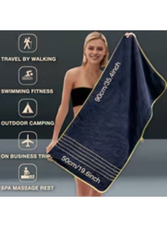 إيروريكس طقم 4 مناشف حمام مرجانية سميكة مع تطريز بخيط ذهبي بحجم 50×90 سم – عالية الامتصاص ومثالية للمنزل والفنادق - Image 5