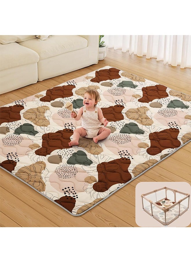 VTERLY Baby Play Mats for Floor, 120x120cm Play Mat for Playpen, Thicken Soft Padding Foam Playmats for Babies and Toddlers Infants, 2cm Thick Foldable and Machine Washable Baby Crawling Mat  - Image 1