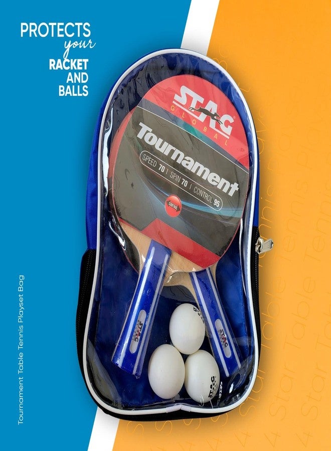 STAG GLOBAL Tournament Table Tennis Playset with 2 Rackets | 3 Seam Balls | Speed 70 | Spin 70 | Control 95 (Tournament PLAYSET) - Image 2