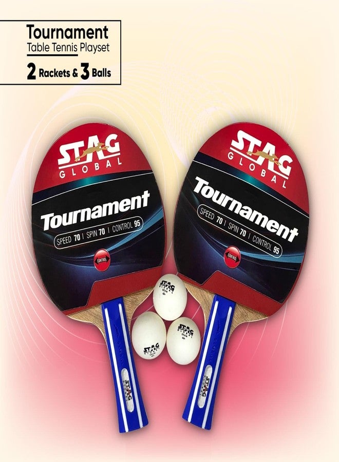 STAG GLOBAL Tournament Table Tennis Playset with 2 Rackets | 3 Seam Balls | Speed 70 | Spin 70 | Control 95 (Tournament PLAYSET) - Image 5