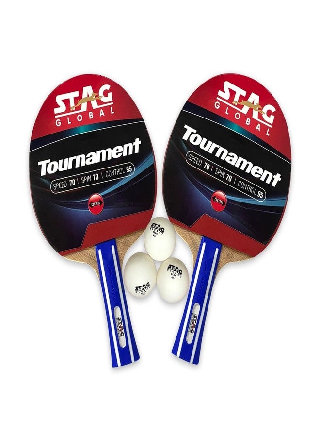 STAG GLOBAL Tournament Table Tennis Playset with 2 Rackets | 3 Seam Balls | Speed 70 | Spin 70 | Control 95 (Tournament PLAYSET) - Image 1