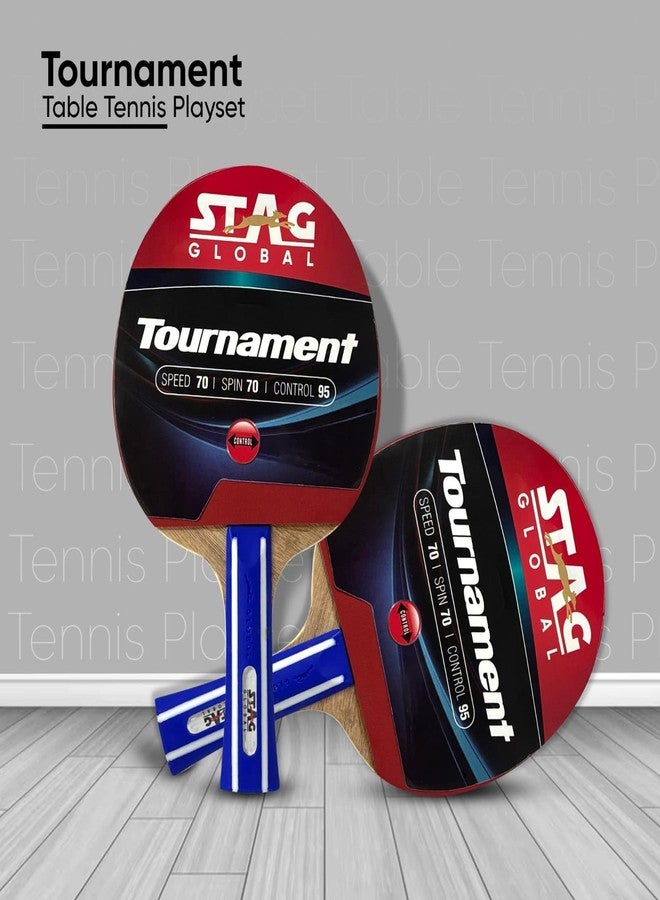 STAG GLOBAL Tournament Table Tennis Playset with 2 Rackets | 3 Seam Balls | Speed 70 | Spin 70 | Control 95 (Tournament PLAYSET) - Image 4