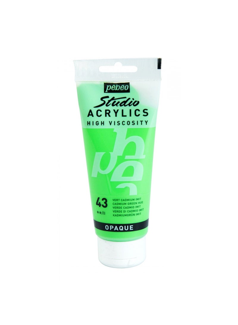 Pebeo Studio Acrylics Acrylic Paint Tube 100ml Content Cadmium Green Hue - Image 1