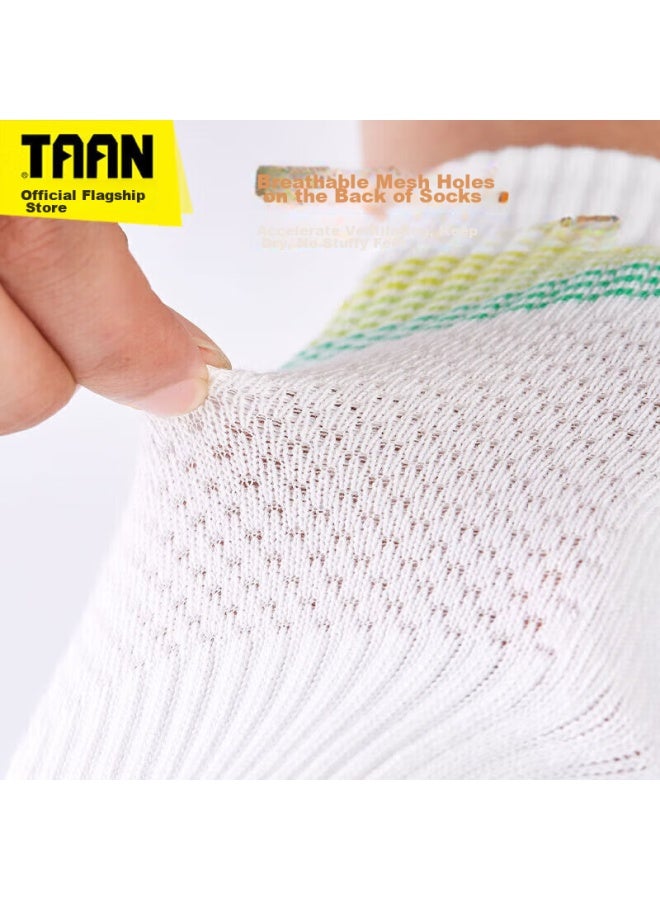 Taan Badminton Socks, Thickened Terry Bottom, Sweat-absorbing And Breathable, Sports Socks, Mid-calf Women's Socks, T178, White And Purple, 3 Pairs - Image 2