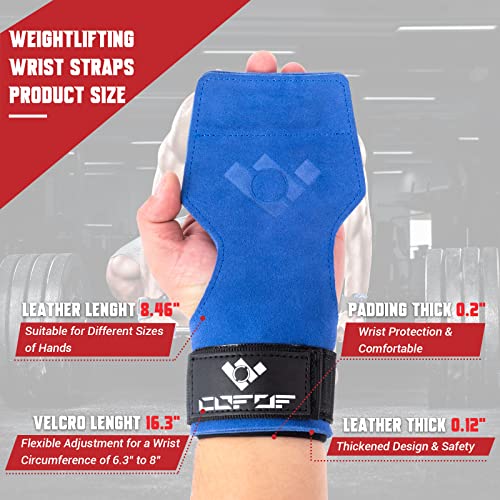 COFOF Weight Lifting Wrist Strap,Double Layer Leather Weightlifting Wrist Strap for Deadlift and Powerlifting, Adjustable Neoprene Padded Gym Workout Lifting Wrist Hooks for Men/Women(Pair) - Image 4