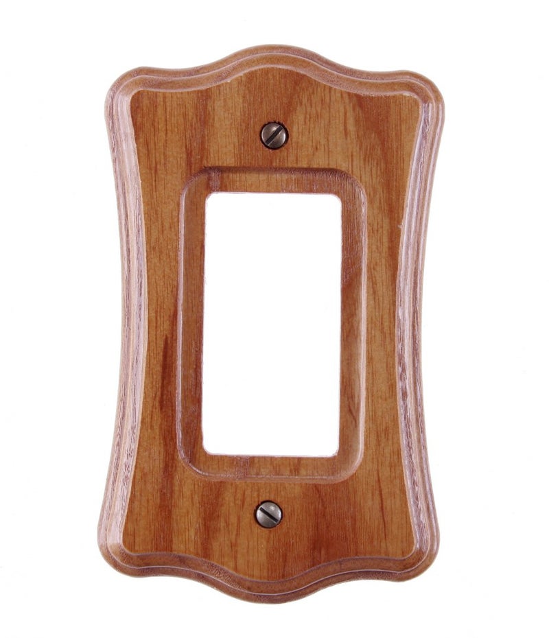Amerelle Austin Single Rocker Wood Wallplate in Medium Oak - Image 1