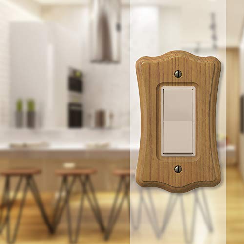 Amerelle Austin Single Rocker Wood Wallplate in Medium Oak - Image 3