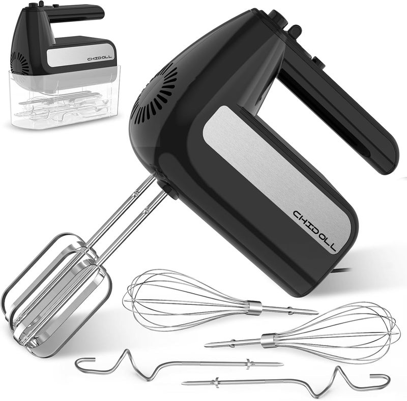 CHIDOLL 5-Speed Electric Hand Mixer, 800W Handheld Mixer with Turbo for Baking and Cooking, Kitchen Food Mixer with Storage Box and 6 Steel Accessories - Image 1