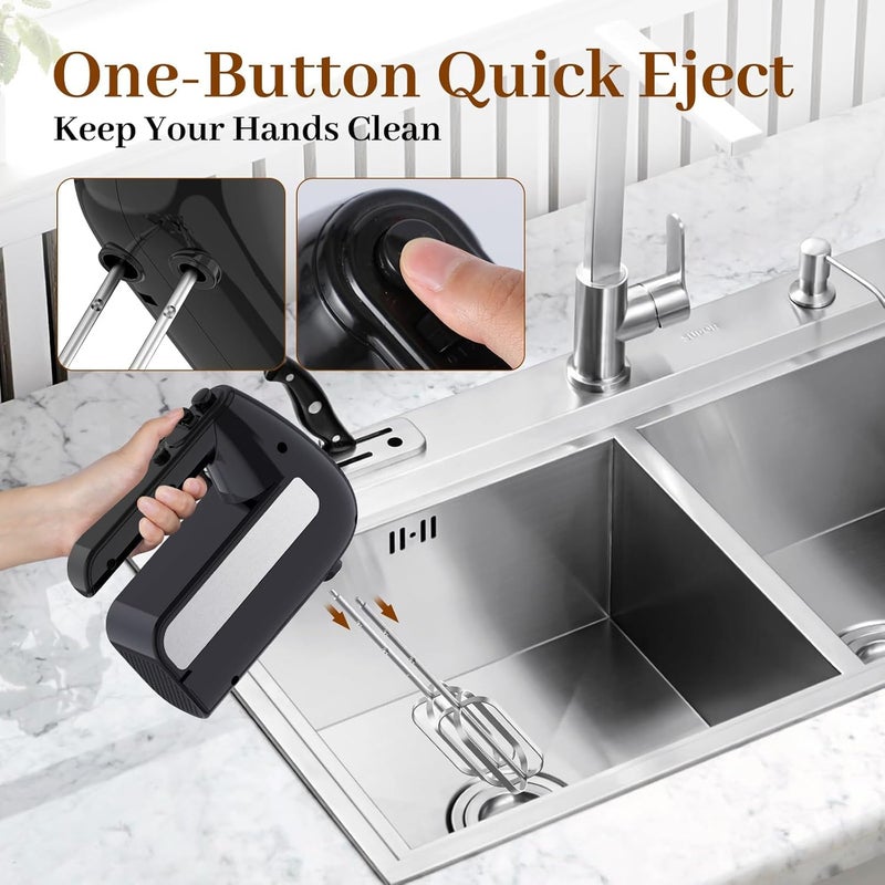 CHIDOLL 5-Speed Electric Hand Mixer, 800W Handheld Mixer with Turbo for Baking and Cooking, Kitchen Food Mixer with Storage Box and 6 Steel Accessories - Image 5