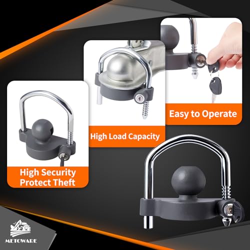 METOWARE Trailer Coupler Lock Universal Adjustable Heavy-Duty Steel Trailer Hitch Lock, Anti Theft Trailer Ball Lock Towing Lock for Towing Caravan Trailer Security Fits 1-7/8",2”, 2-5/16" Coupler - Image 4