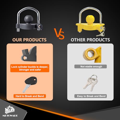 METOWARE Trailer Coupler Lock Universal Adjustable Heavy-Duty Steel Trailer Hitch Lock, Anti Theft Trailer Ball Lock Towing Lock for Towing Caravan Trailer Security Fits 1-7/8",2”, 2-5/16" Coupler - Image 3