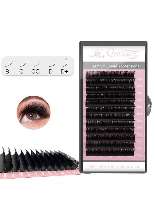 Qeelasee 007 Thickness C Curl 13mm Volume Mink Eyelash Extensions Silk Individual Lash Extensions Semipermanent Pure Korean Silk lashes Soft Application for Professional Salon Use - Image 3