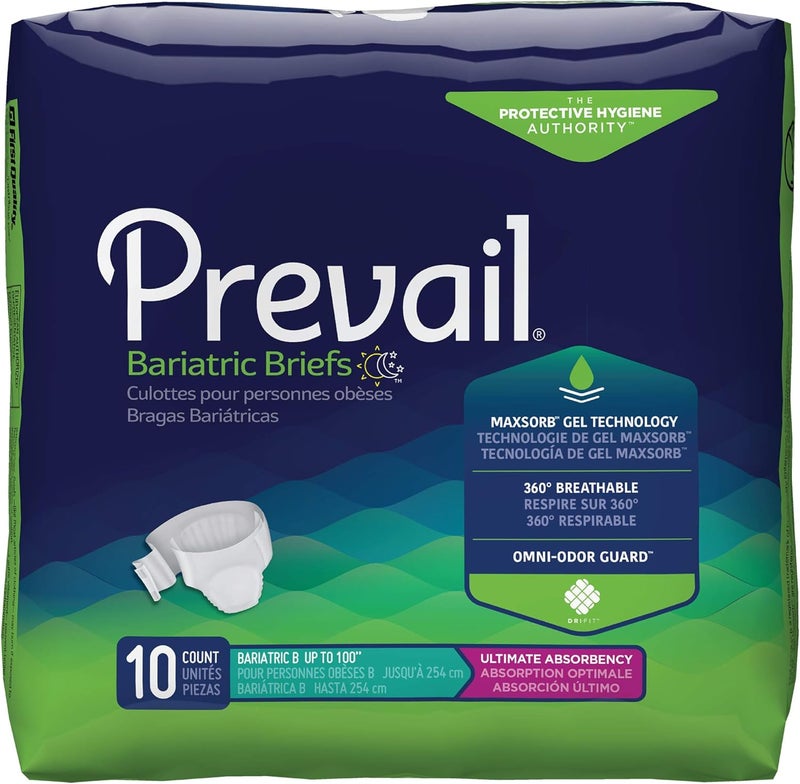 Prevail Bariatric Ultimate Absorbency Incontinence Briefs Size B 10 Count - Image 1