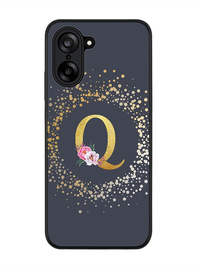 Stylizedd For OnePlus Nord CE5 / Ace 5 Racing Case,Slim fit Camera Protection, Shockproof Thin Phone cover  - Custom Monogram Floral - Q  (Grey )