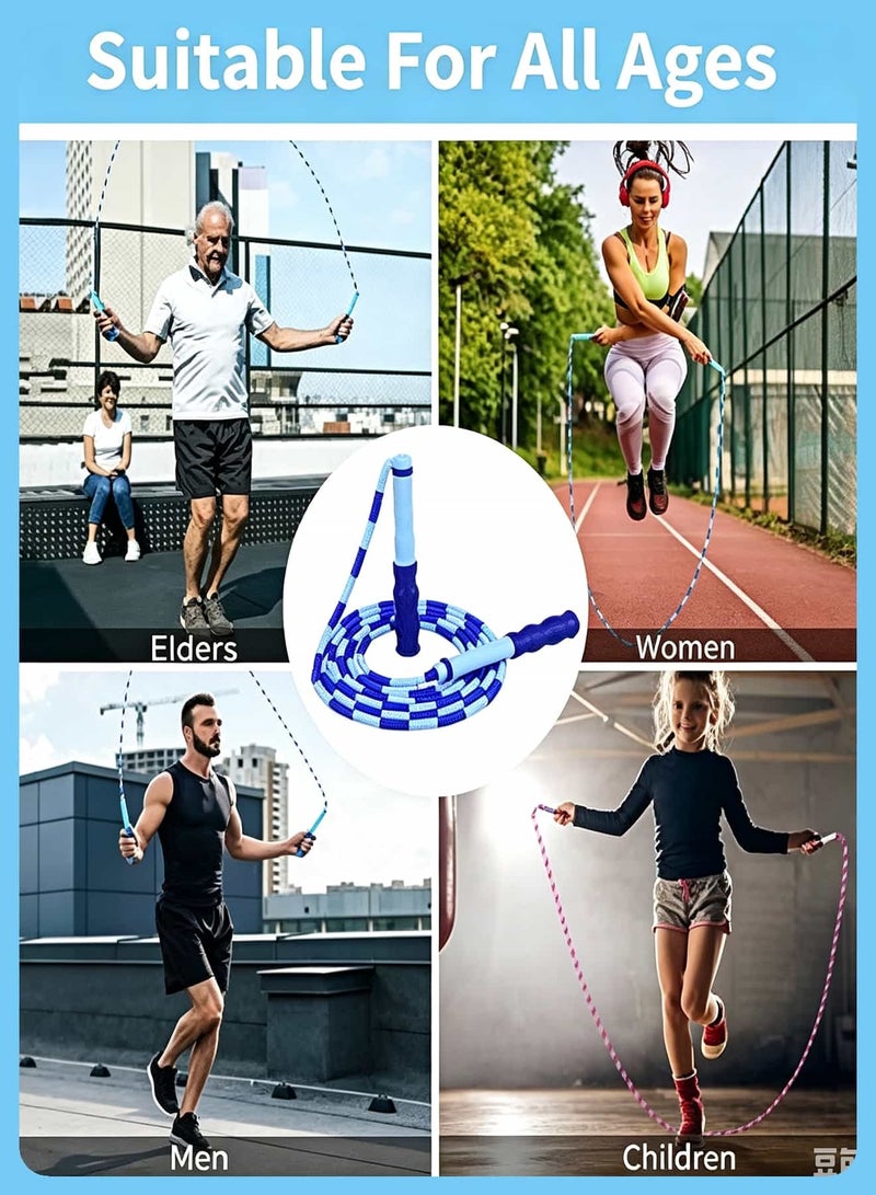 UANIQ 3Pcs Jump Rope, Adjustable Length Jumping Rope, Skipping Rope Soft Beaded Tangle-Free Wave Design for Kids Adults Man and Women(Pink, Blue, Green) - Image 5